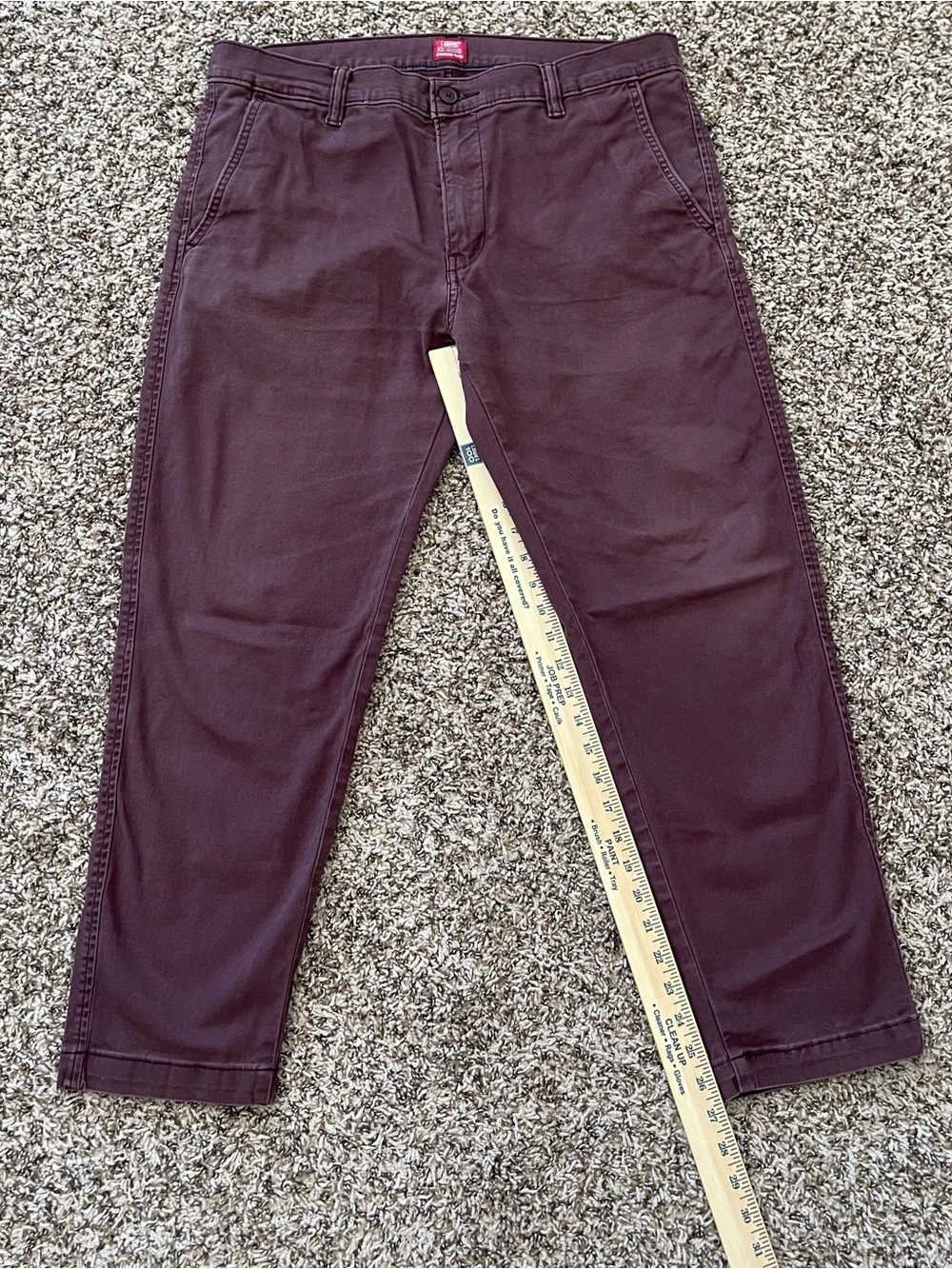 Levi's XX Chino Standard Taper Burgundy Pants Men's Size W34 L30 Trousers - Picture 3 of 15